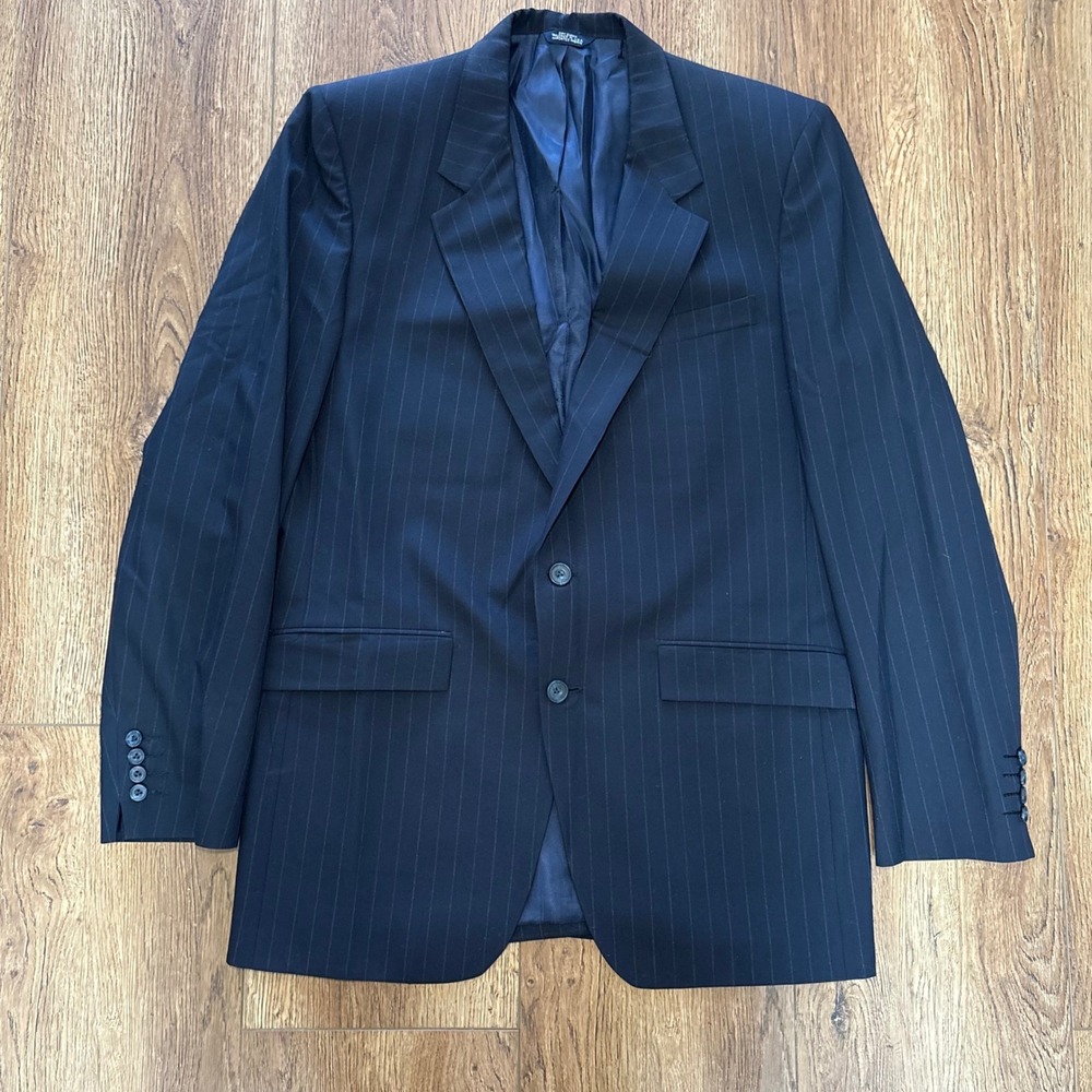 VTG Louis Roth Pinstripe Blazer Mens Navy Blue Tailored in USA 42L Union Made